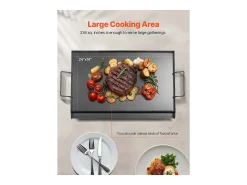 Chapa de Grelhar, SucceBuy Placa de Cozinha de Aço ao Carbono, 60.5 x 36 cm, Utensílio de Cozinha Portátil a Gás com Pega, Ideal para Campismo, Preta