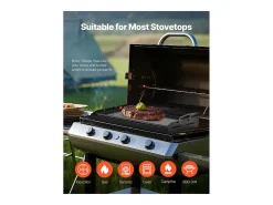 Chapa de Grelhar, SucceBuy Placa de Cozinha de Aço ao Carbono, 60.5 x 36 cm, Utensílio de Cozinha Portátil a Gás com Pega, Ideal para Campismo, Preta