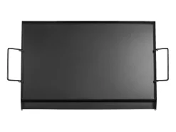 Chapa de Grelhar, SucceBuy Placa de Cozinha de Aço ao Carbono, 60.5 x 36 cm, Utensílio de Cozinha Portátil a Gás com Pega, Ideal para Campismo, Preta