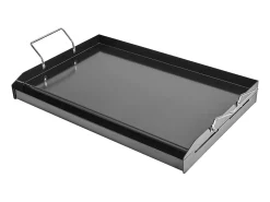 Chapa de Grelhar, SucceBuy Placa de Cozinha de Aço ao Carbono, 60.5 x 36 cm, Utensílio de Cozinha Portátil a Gás com Pega, Ideal para Campismo, Preta