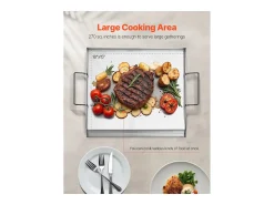 Chapa para Grelhar, SucceBuy Chapa para Churrasco em Aço Inoxidável, Superfície Plana 448 × 370 mm