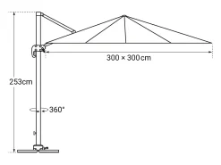 Chapéu de Sol offset MOLOKAI quadrado 3x3m branco + tampa