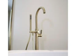 Charme II coluna mecânica de chão para ilha de banheira ouro escovado Essebagno