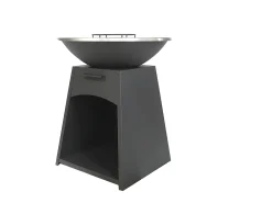 Churrasco, chapa e braseiro em aço C81 x L81 x A96 cm preto CORVERA