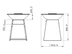 Churrasco, chapa e braseiro em aço C81 x L81 x A96 cm preto CORVERA