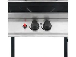 Churrasqueira a gás com mesa auxiliar de 3 níveis Preto e prateado - Ideal para festas ao ar livre