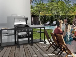 Churrasqueira a gás de cozinha externa - 12 kW - 4 queimadores - Preto