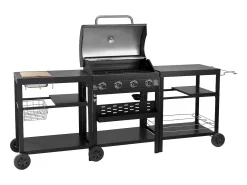 Churrasqueira a gás de cozinha externa - 12 kW - 4 queimadores - Preto