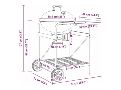 Churrasqueira ao ar livre com roda Preto 91 x 71 x 107 cm Metal
