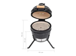 Churrasqueira/defumador Kamado 2-em-1 cerâmica 56 cm preto