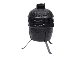 Churrasqueira/defumador Kamado 2-em-1 cerâmica 56 cm preto
