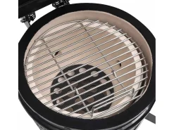 Churrasqueira/defumador Kamado 2-em-1 cerâmica 56 cm preto