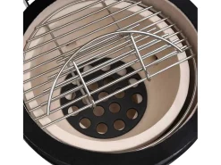 Churrasqueira/defumador Kamado 2-em-1 cerâmica 56 cm preto