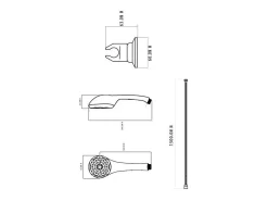 Chuveiro cromado ROUSSEAU HEKO 5 jatos Ø80 mm com mangueira inox 1,5 m e suporte de parede