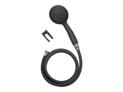Chuveiro Rousseau CombiFlex Hebe Preto 5 Jatos, Anti-Cálcário, Flexível 1,5m, Suporte de Parede 3 Posições