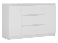 Cómoda : Branco Fosco, 120 x 39 x 8 cm, 2 portas, 3 gavetas