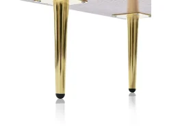 Cômoda 6 Gavetas - com Puxadores e Pés Metal Dourados - Cantos Arredondados Nogueira 120x40x90cm