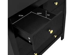 Cômoda 5 Gavetas - com Puxadores Dourados - Pés Reforçados - Preto 79x39.5x80.5cm