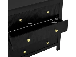 Cômoda 5 Gavetas - com Puxadores Dourados - Pés Reforçados - Preto 79x39.5x80.5cm
