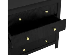 Cômoda 5 Gavetas - com Puxadores Dourados - Pés Reforçados - Preto 79x39.5x80.5cm