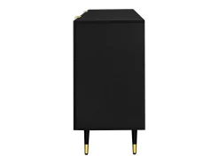 Cômoda 6 Gavetas - com Puxadores e Pés Dourados - Superfície Ondulada - Preto 120x40x77cm