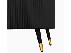 Cômoda 6 Gavetas - com Puxadores e Pés Dourados - Superfície Ondulada - Preto 120x40x77cm