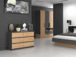 Cômoda: 6 Gavetas, Antracite/artesanal, 30 x 75 x 120 cm