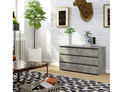 Cômoda 6 Gavetas Beton 100x57x35 cm - Design Mat