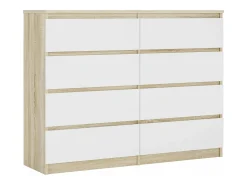 Cómoda 8 gavetas, Carvalho Sonoma / Branco Fosco, 120 x 101 x 39 cm