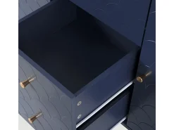 Cômoda 3 Gavetas, com 2 Portas e Pés Metal, Motivo Escamas, Cantos Arredondados, Azul 120x40x83cm