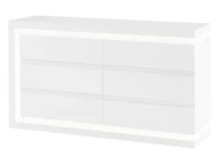 Cómoda 6 gavetas com LEDs MDF lacado a branco FLARANCIA