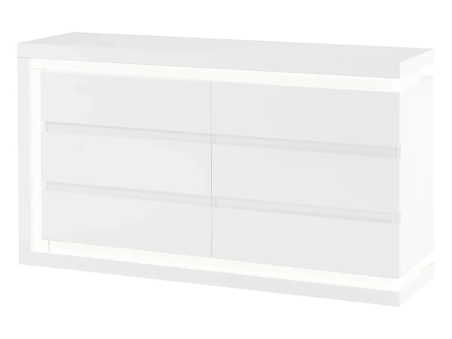 Cómoda 6 gavetas com LEDs MDF lacado a branco FLARANCIA