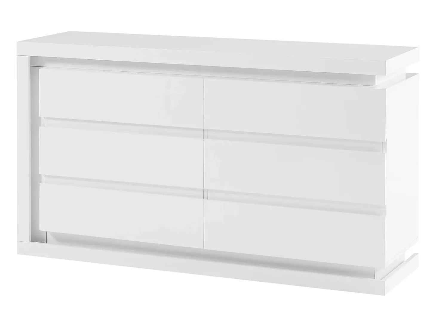 Cómoda 6 gavetas com LEDs MDF lacado a branco FLARANCIA