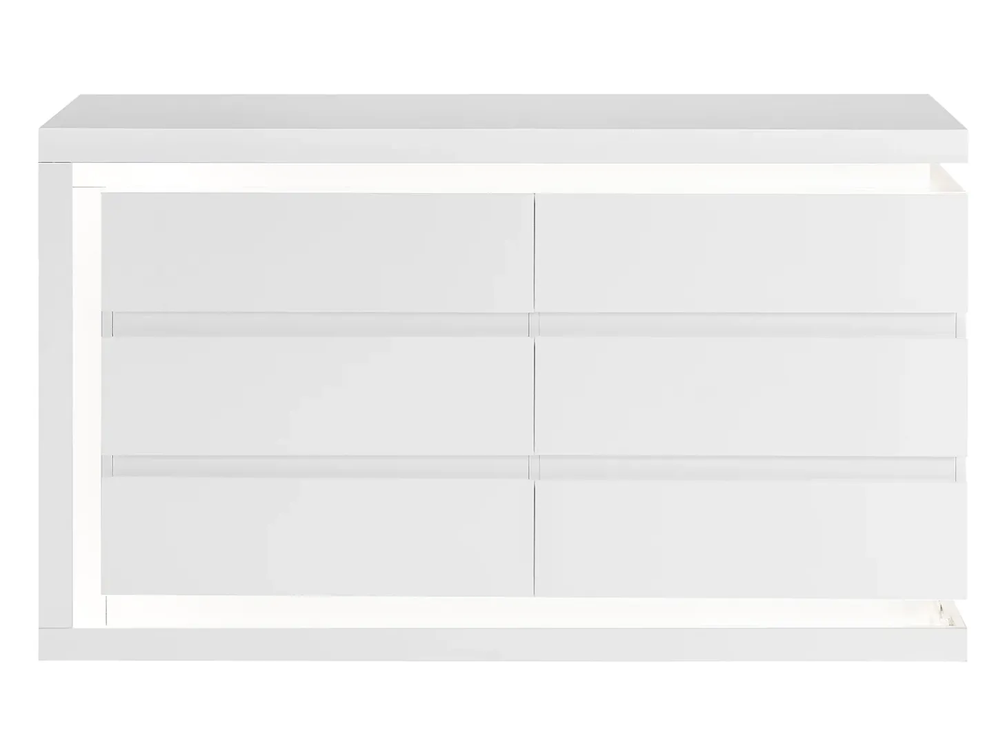 Cómoda 6 gavetas com LEDs MDF lacado a branco FLARANCIA