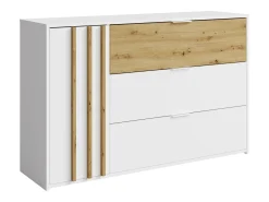 Cómoda 3 gavetas e 1 porta cor natural e branco - TUNALO