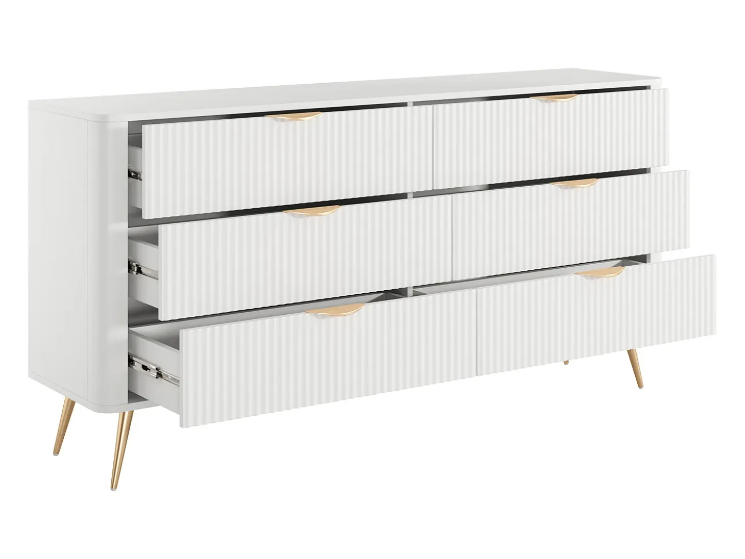 Cômoda 6 gavetas em cores branco e dourado - ELONARIA de Pascal Morabito