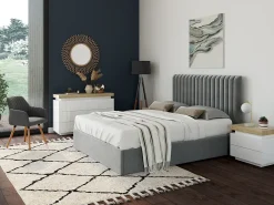 Cómoda 6 gavetas em MDF lacado com LEDs HALO II - Cor: carvalho e branco