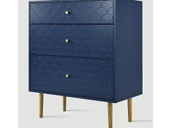 Cômoda 3 Gavetas, Espaços Armazenamento Diferentes, Cantos Arredondados, Azul 75x40x89cm