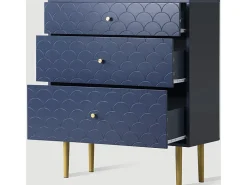 Cômoda 3 Gavetas, Espaços Armazenamento Diferentes, Cantos Arredondados, Azul 75x40x89cm