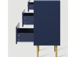 Cômoda 3 Gavetas, Espaços Armazenamento Diferentes, Cantos Arredondados, Azul 75x40x89cm