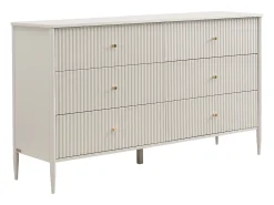 Cômoda 6 gavetas MDF cor bege e dourado - CALITARO