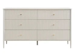 Cômoda 6 gavetas MDF cor bege e dourado - CALITARO