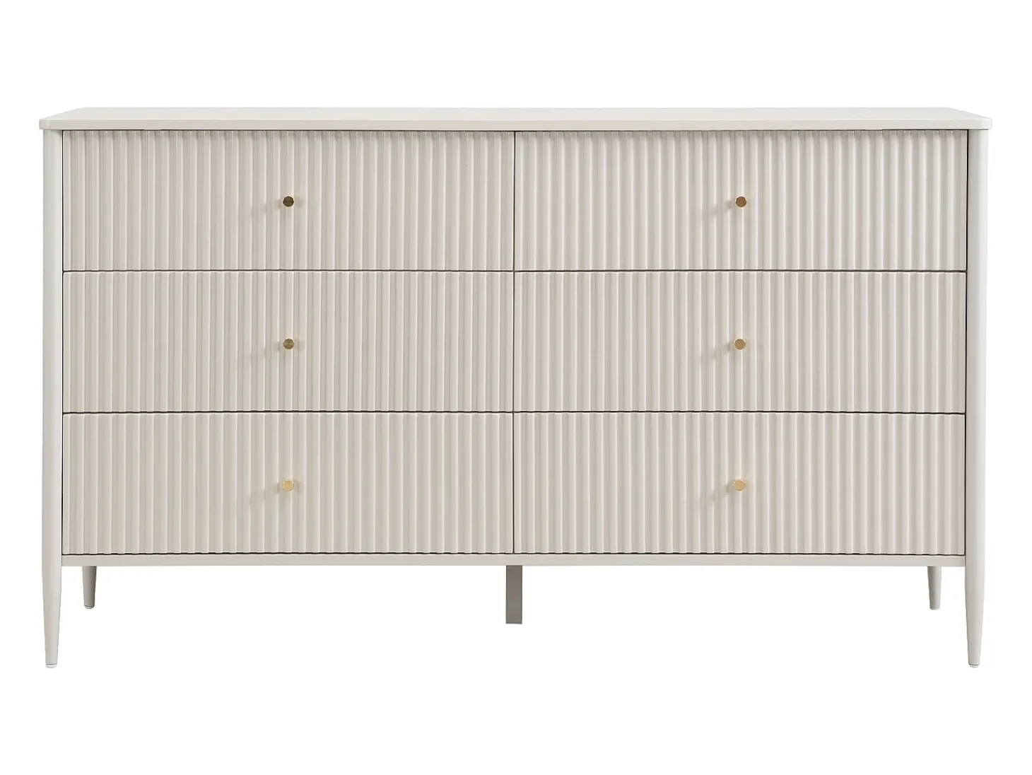 Cômoda 6 gavetas MDF cor bege e dourado - CALITARO