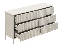 Cômoda 6 gavetas MDF cor bege e dourado - CALITARO