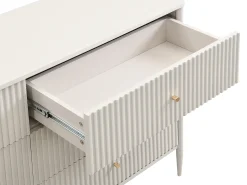 Cômoda 6 gavetas MDF cor bege e dourado - CALITARO