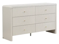 Cômoda 6 gavetas MDF cor bege e dourado - MIRENALO