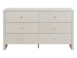 Cômoda 6 gavetas MDF cor bege e dourado - MIRENALO