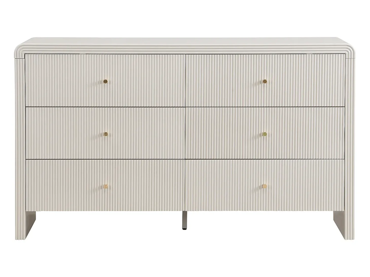 Cômoda 6 gavetas MDF cor bege e dourado - MIRENALO