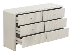 Cômoda 6 gavetas MDF cor bege e dourado - MIRENALO