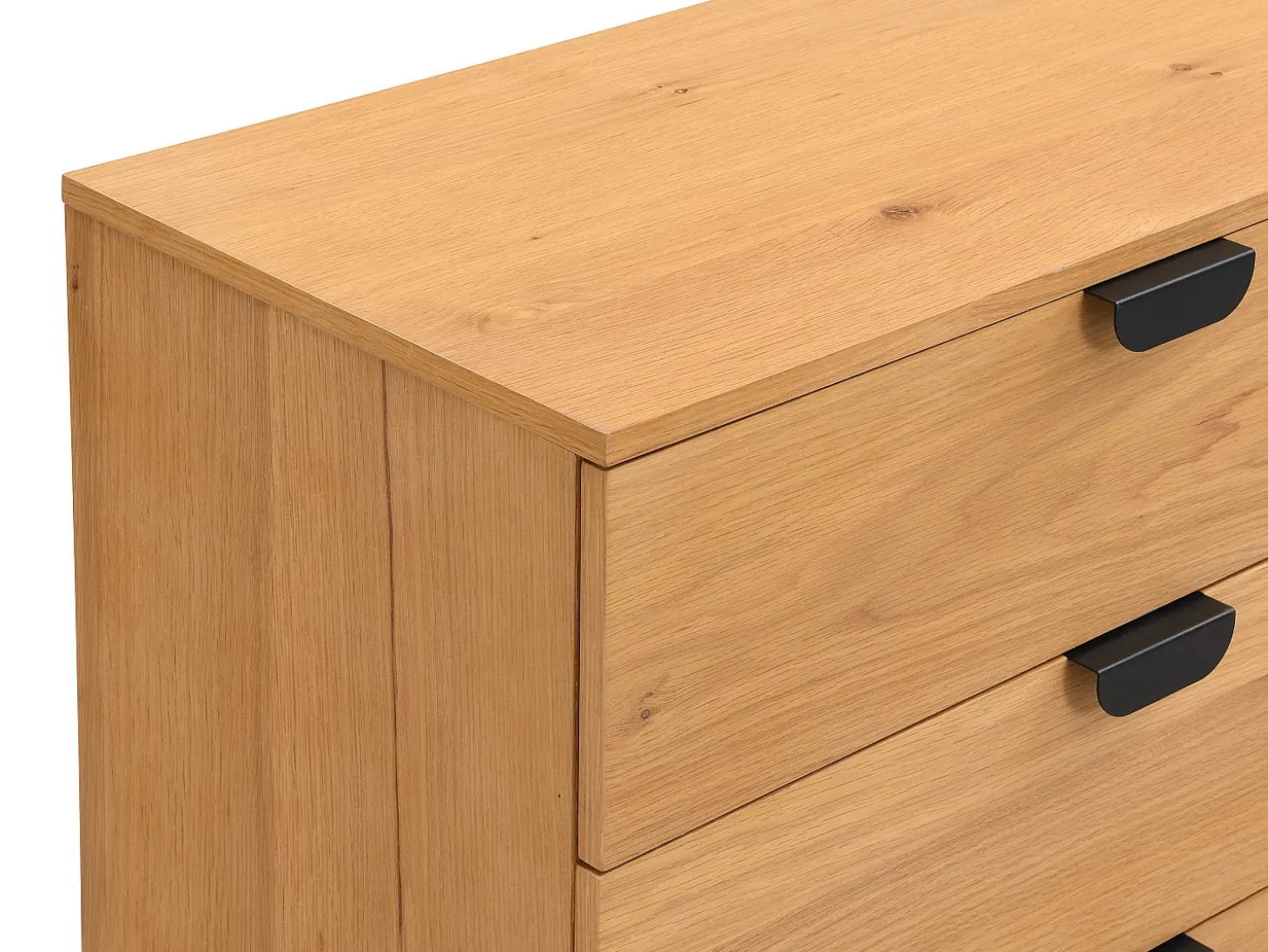 Cómoda 6 gavetas MDF de cor natural e preto - SINOLO